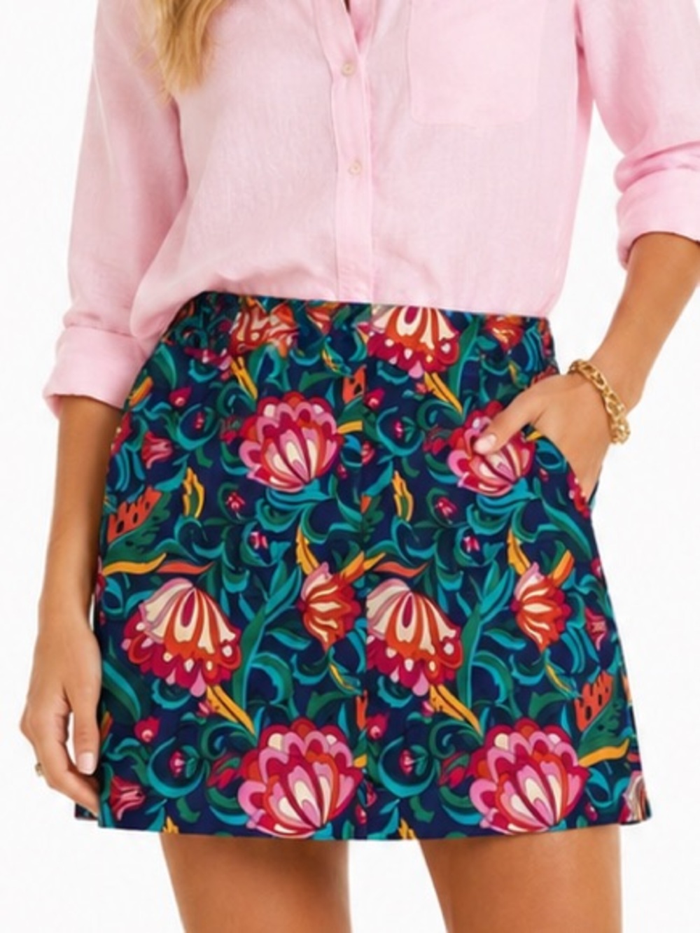 TRINA TURK VIBRANT FLORAL PRINT MINI SKIRT SZ 4 EUC